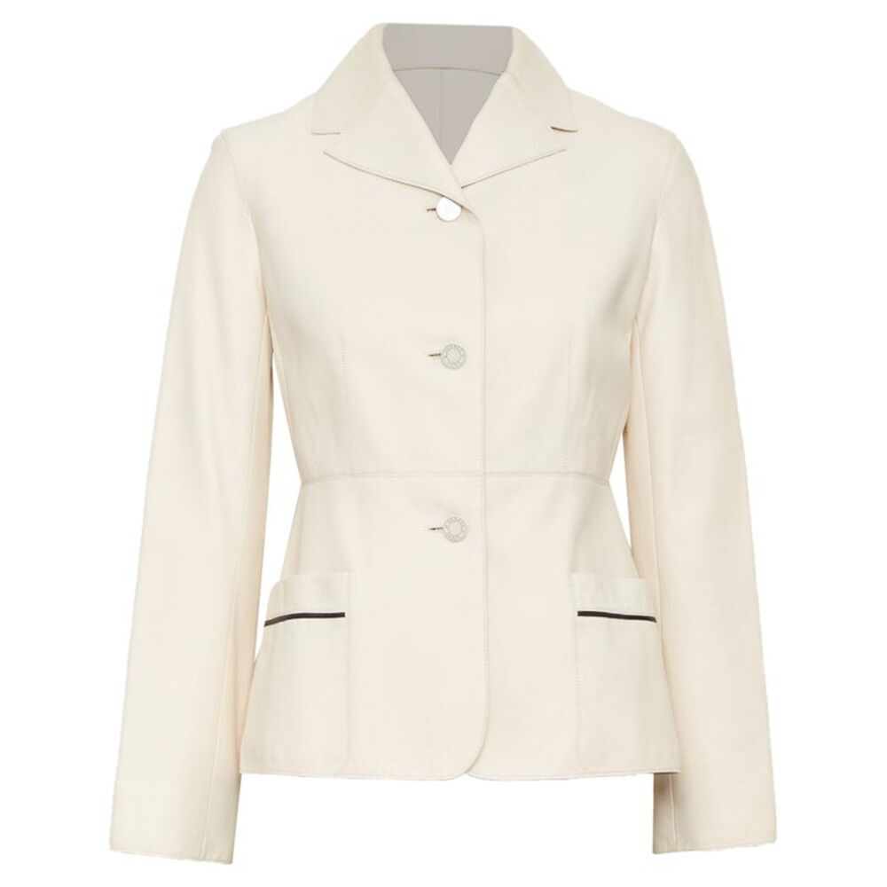 Hermes Equestrian ivory washed lambskin leather jacket